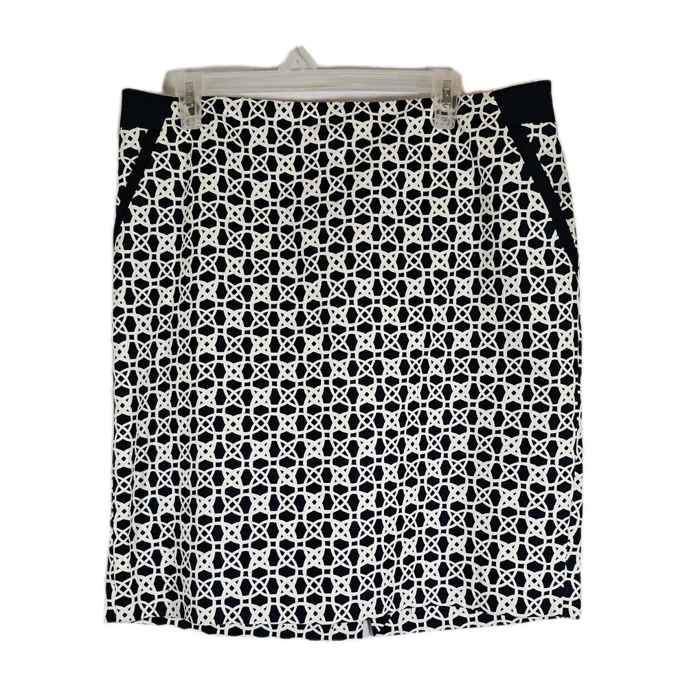 THE LIMITED Skirt Black & White Circles Cotton Womens Sz 14 Lined Pockets EUC